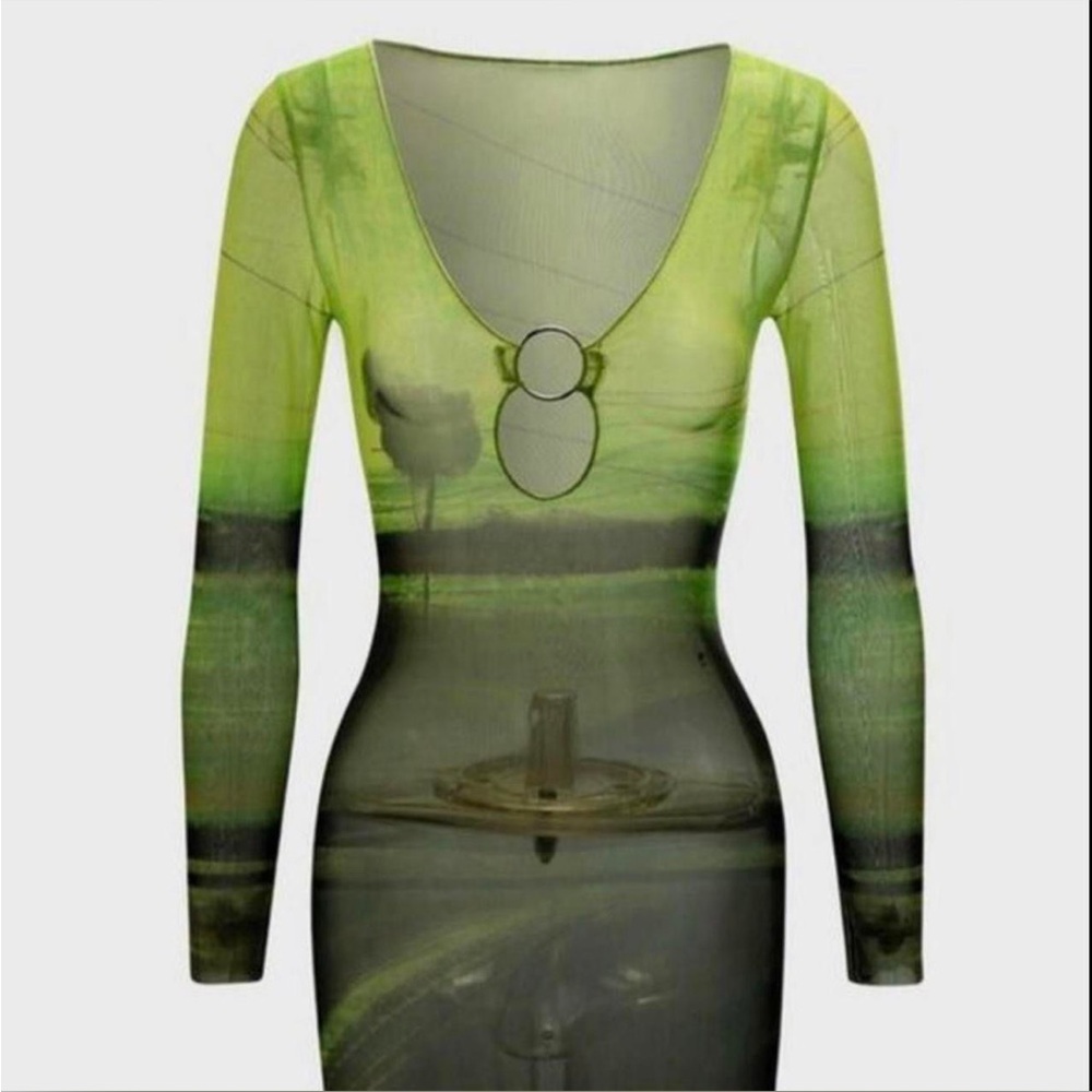 Louisa Ballou Lime Green Long Sleeve Dress